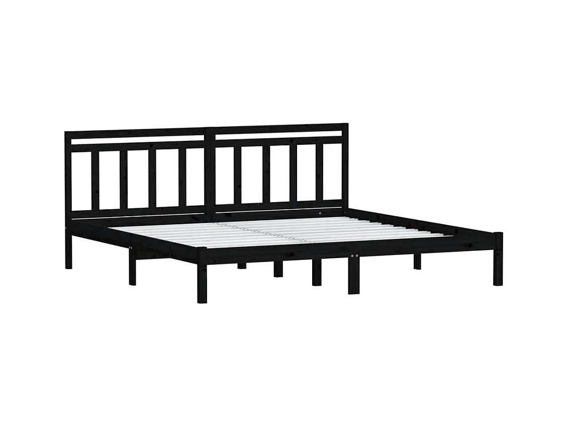 Bedframe zonder matras zwart massief hout 200x200 cm