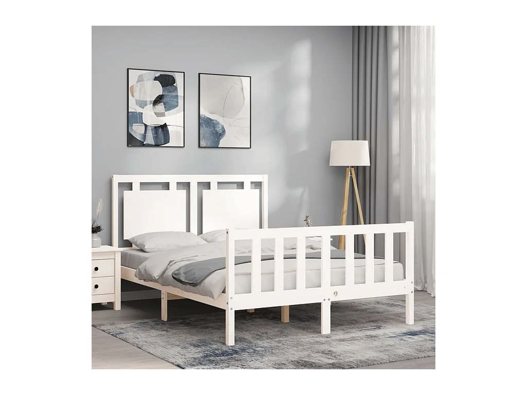 Bedframe zonder matras wit 140x200 cm massief grenenhout