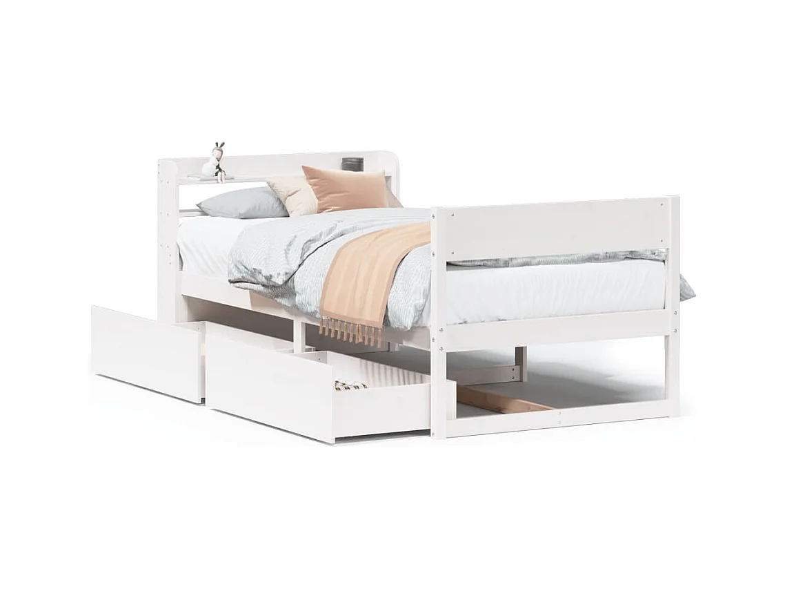 Struttura letto senza materasso bianco 90x190 cm in legno massello di pino