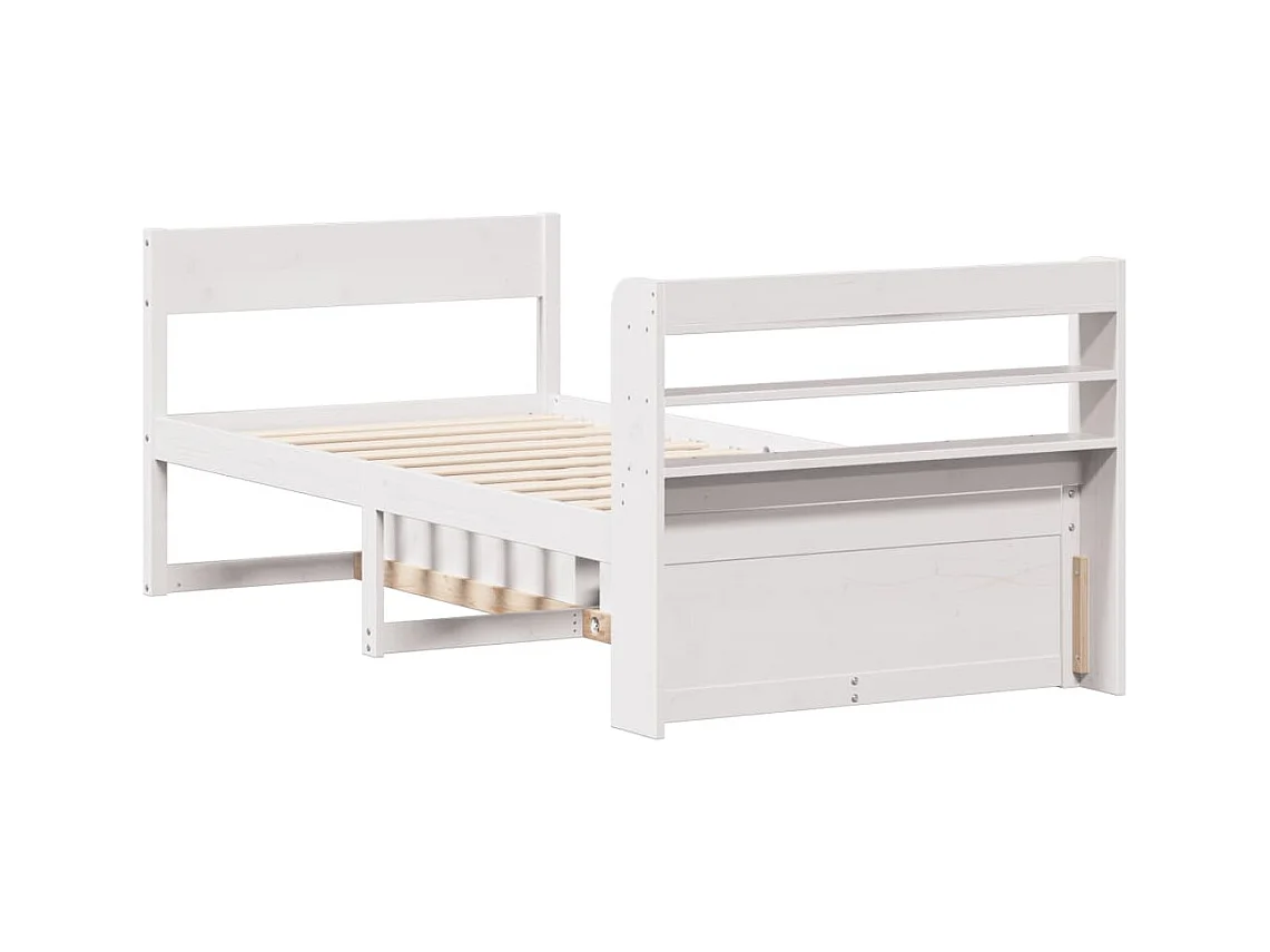 Struttura letto senza materasso bianco 90x190 cm in legno massello di pino