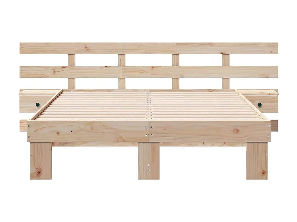 Bruin bedframe 135 x 190 cm massief grenen en massief grenen