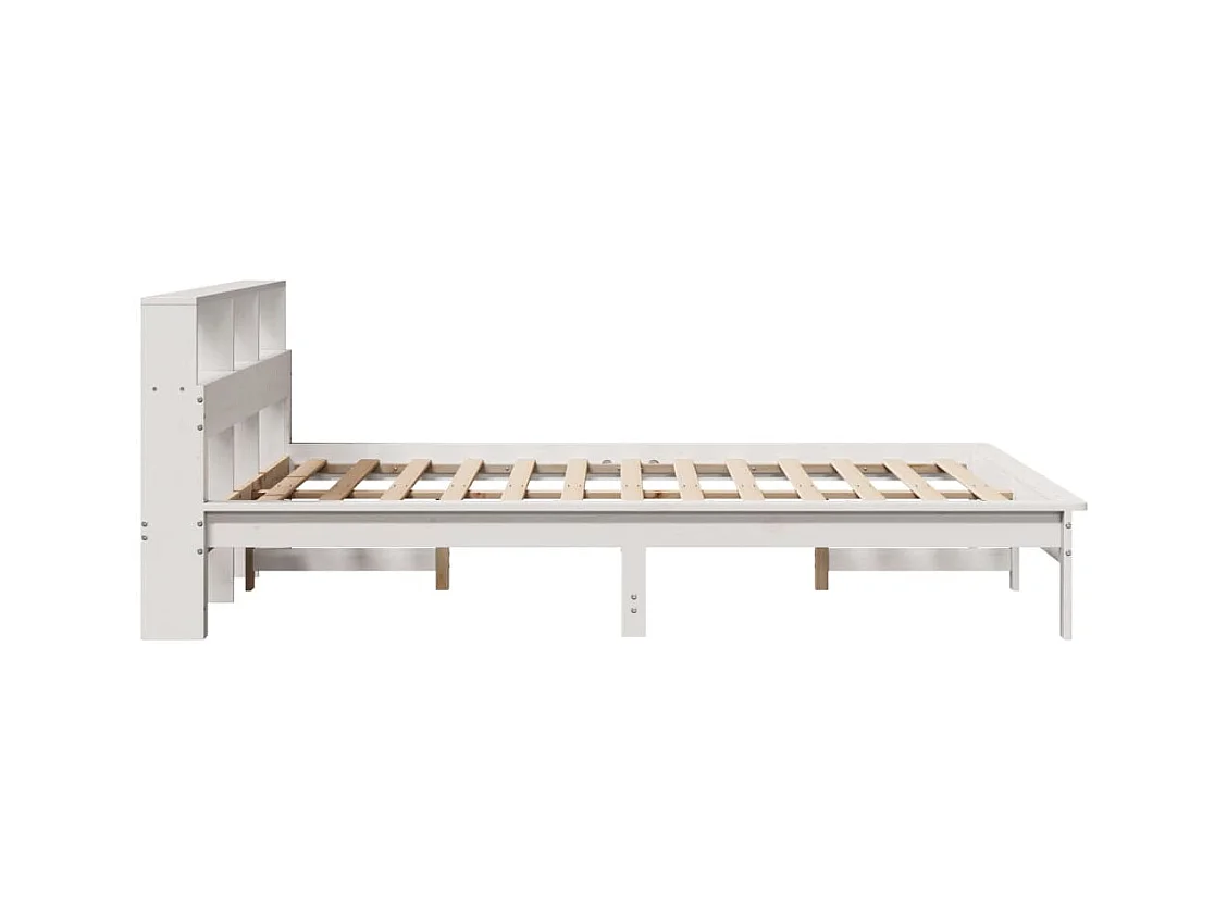 Estructura de cama sin colchón blanca 140x190 cm madera maciza de pino