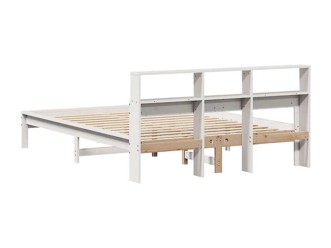 Estructura de cama sin colchón blanca 140x190 cm madera maciza de pino