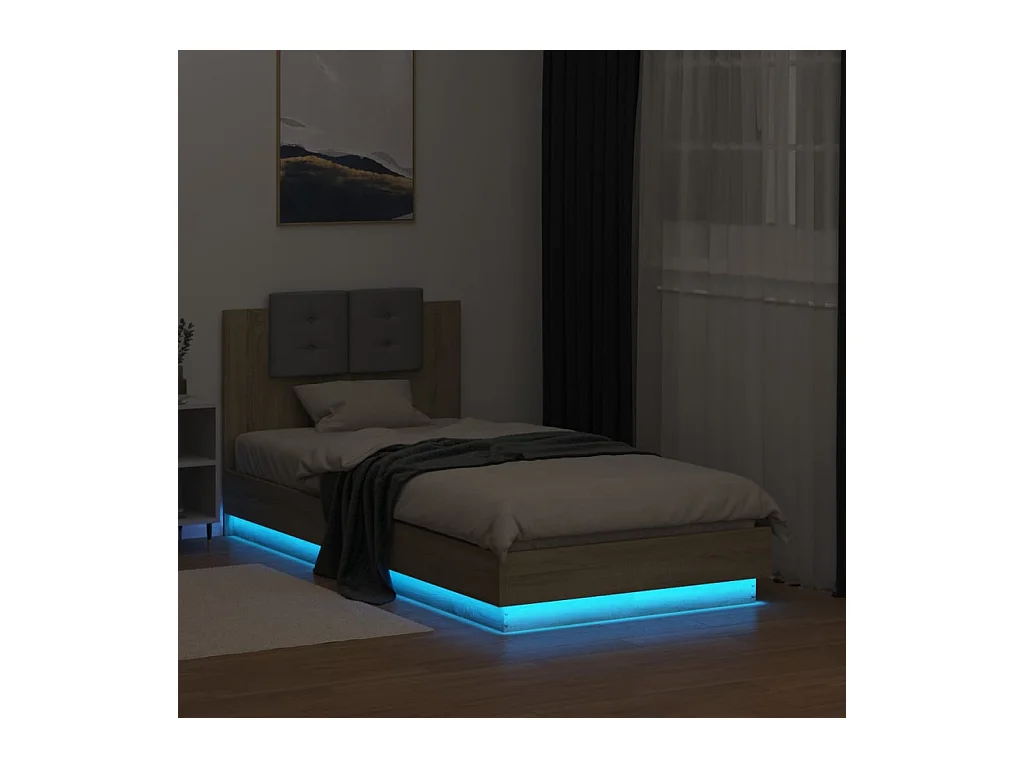 Bedframe met LED zonder matras Sonoma eiken 90x190 cm