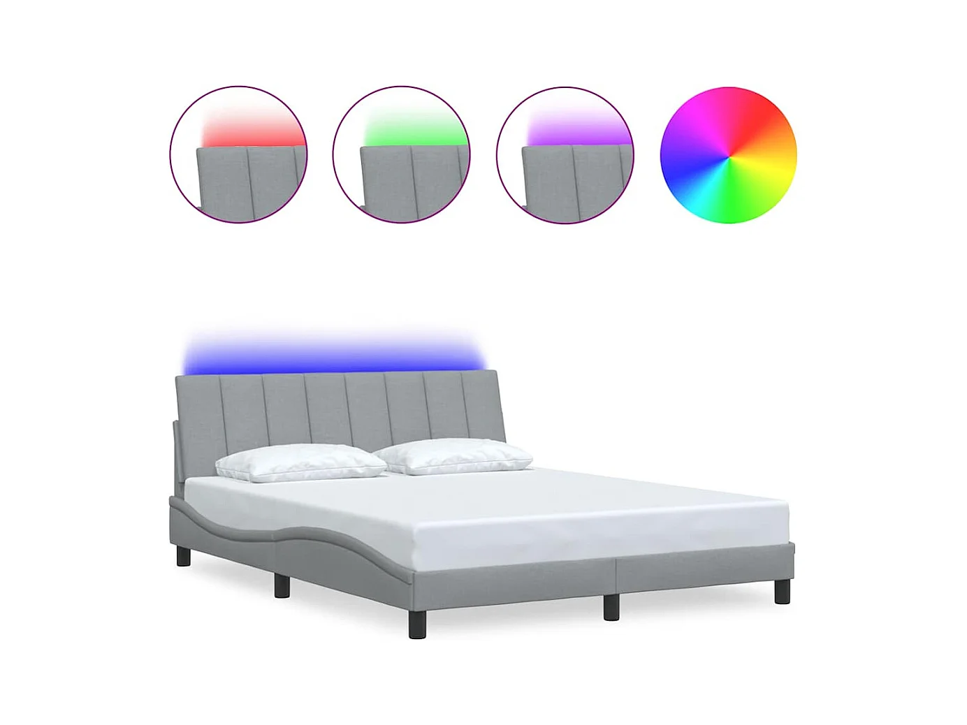 Struttura letto senza materasso tessuto grigio chiaro 160x200 cm