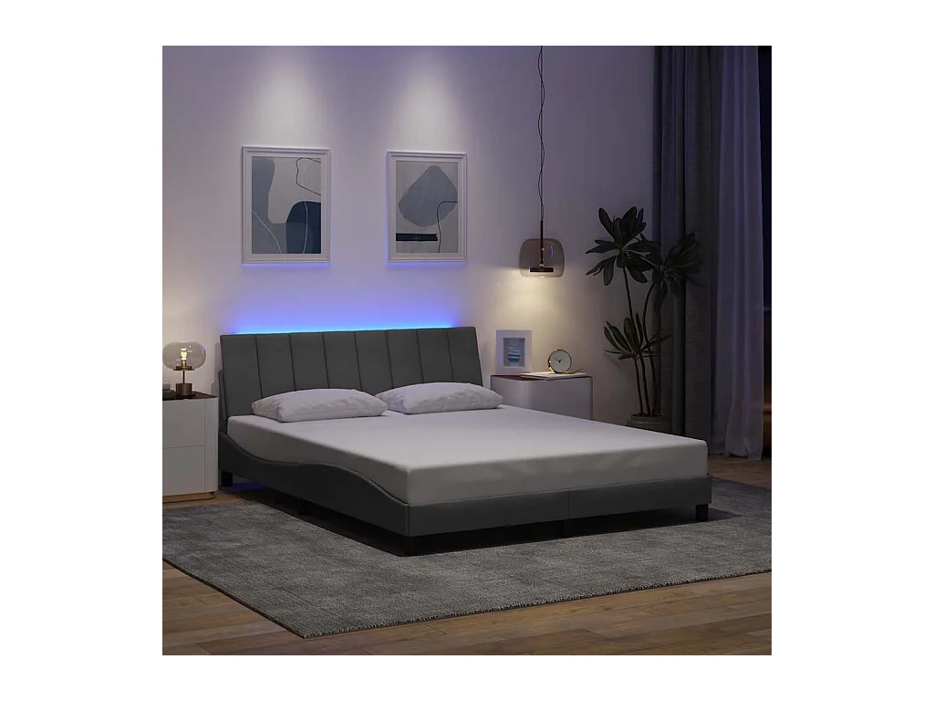 Struttura letto senza materasso tessuto grigio chiaro 160x200 cm