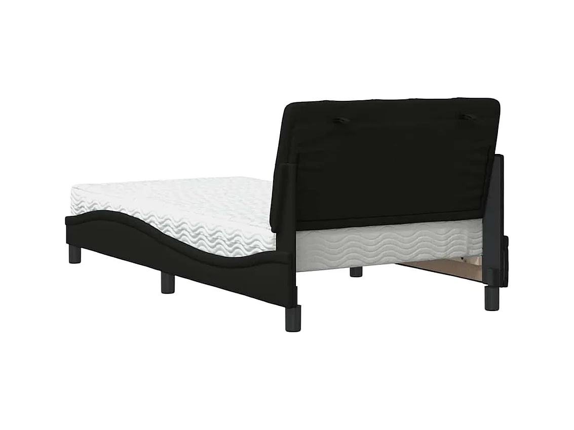 Lit avec matelas noir 100x200 cm tissu