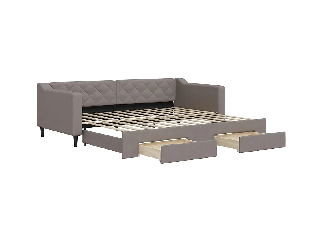 Divano letto con rotelle e cassetti senza materasso tortora 90x200cm