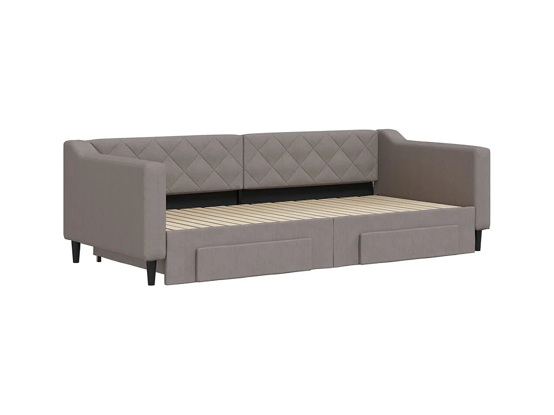 Divano letto con rotelle e cassetti senza materasso tortora 90x200cm