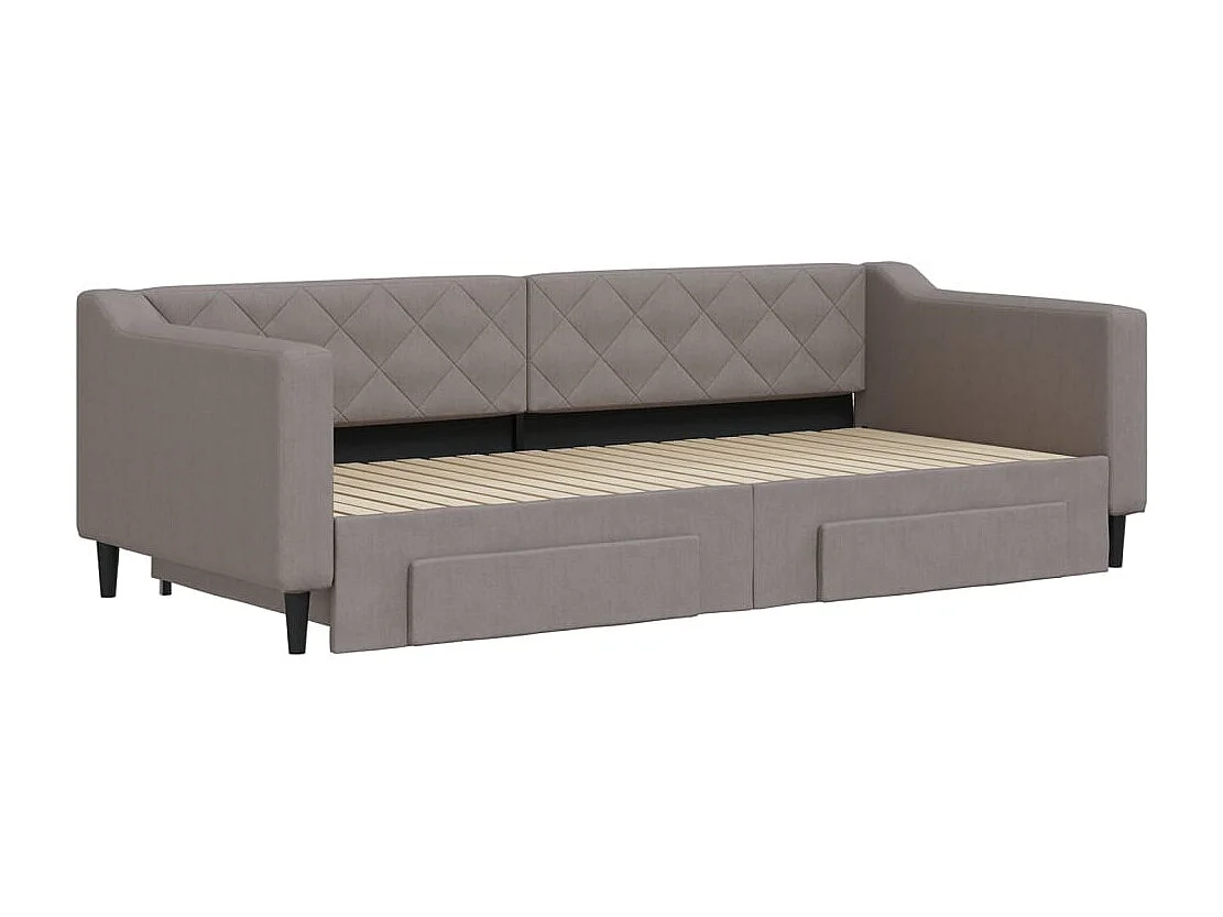 Cama de día con nido y cajones sin colchón color topo 90x200cm