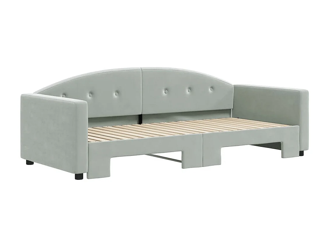 Dagbed met uitschuifbed lichtgrijs 90x190 cm fluweel