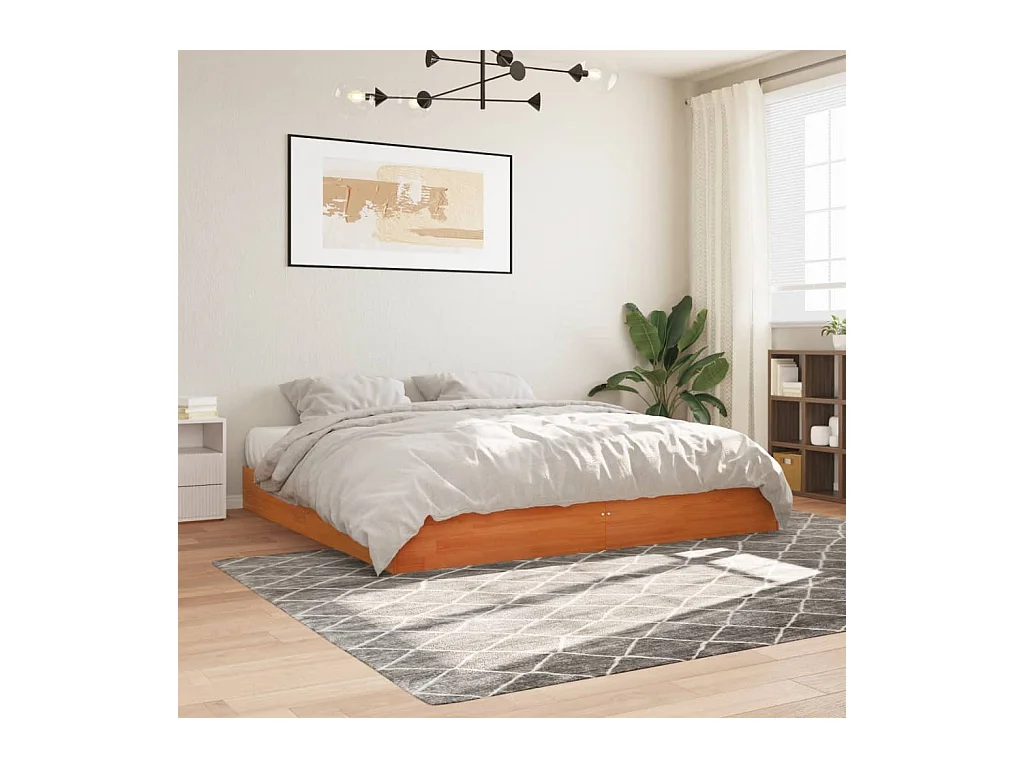 Bedframe zonder matras, bruine was, 180x200cm, massief grenenhout