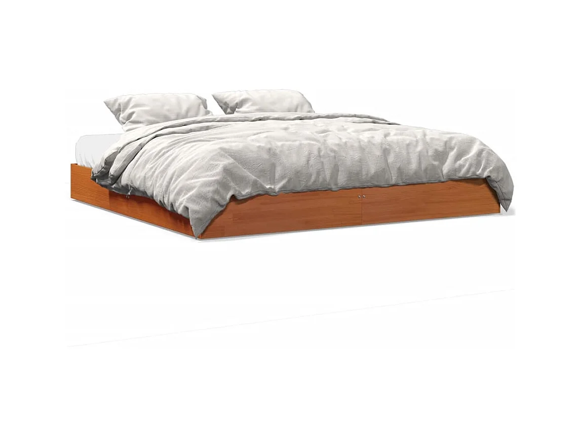Bedframe zonder matras, bruine was, 180x200cm, massief grenenhout