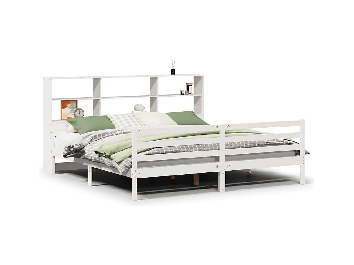 Weißes Regalbett ohne Matratze 180x200 cm Massivholz Kiefer