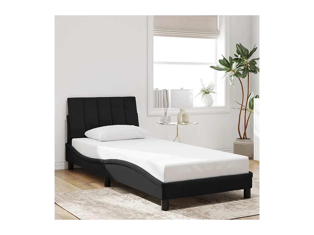 Struttura letto senza materasso nero 90x200 cm velluto