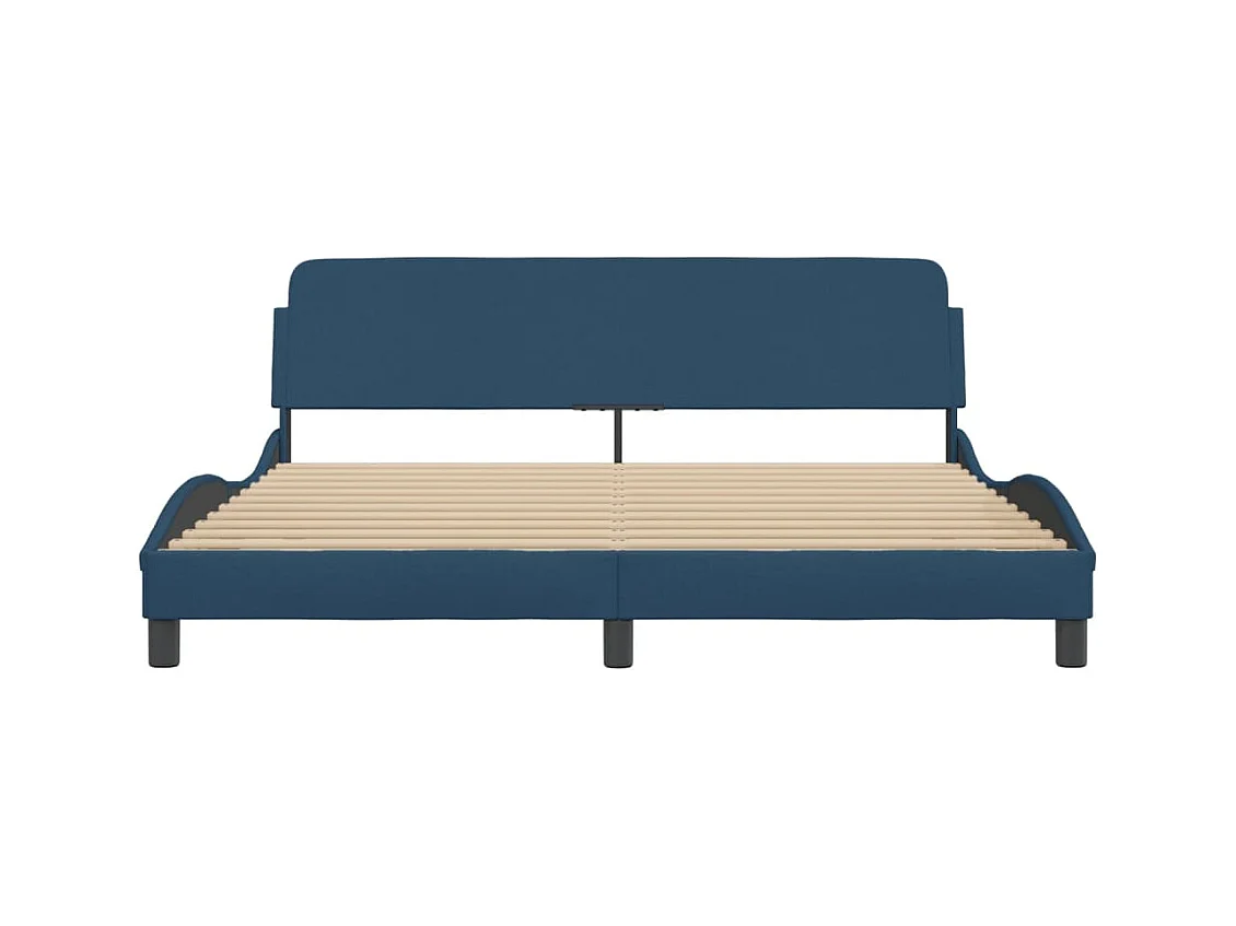 Bedframe met hoofdbord zonder matras blauw 180x200cm stof