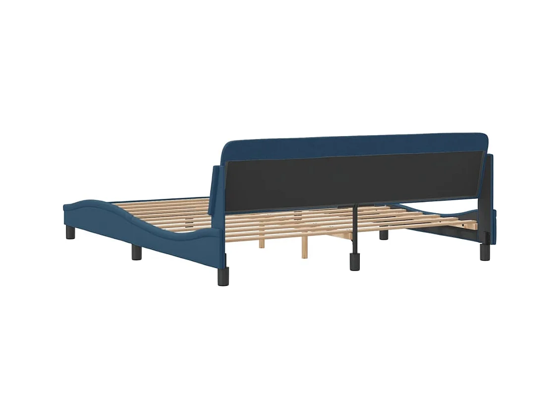 Bedframe met hoofdbord zonder matras blauw 180x200cm stof