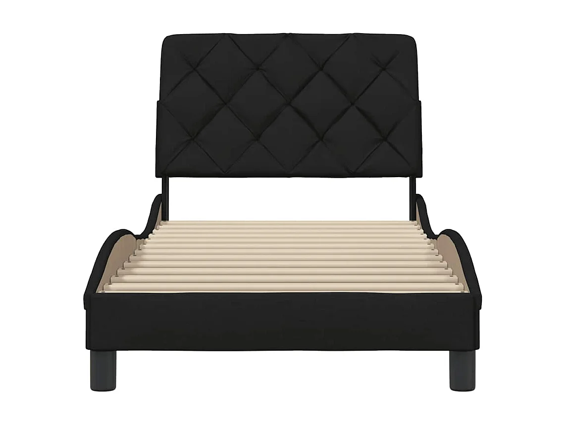 Cadre de lit sans matelas noir 90x200 cm tissu