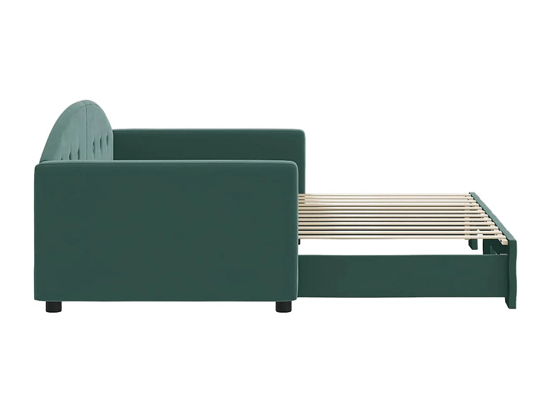 Lit de jour avec gigogne sans matelas vert foncé 90x200 cm