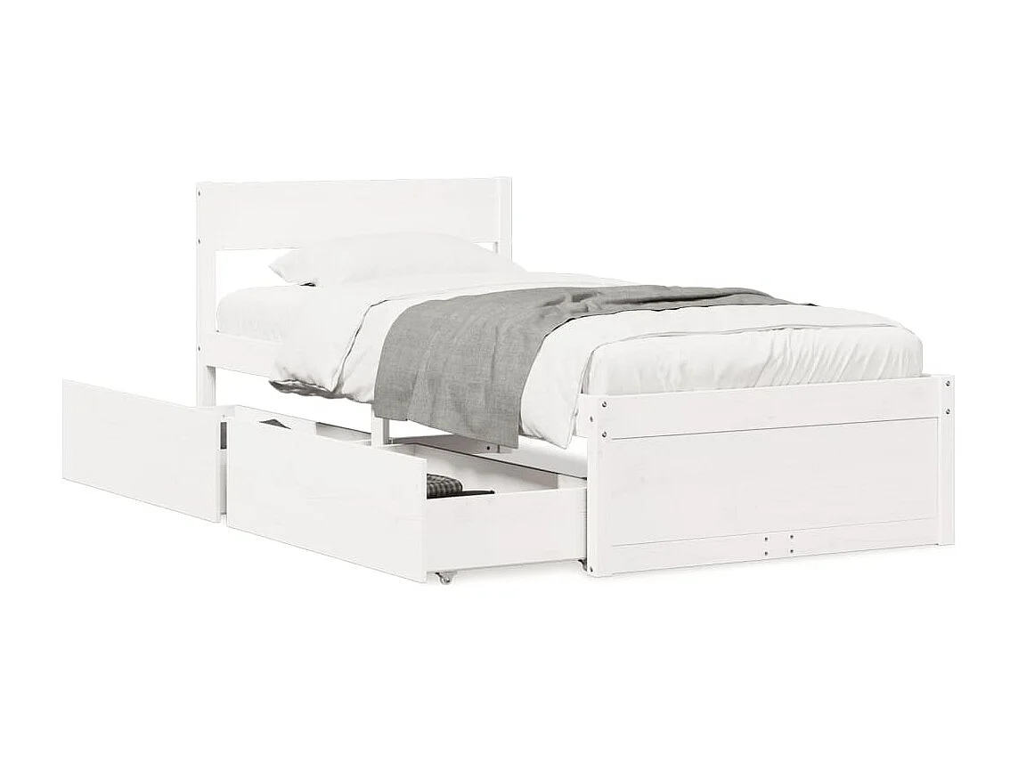 Struttura letto senza materasso bianco 90x200 cm in legno massello di pino