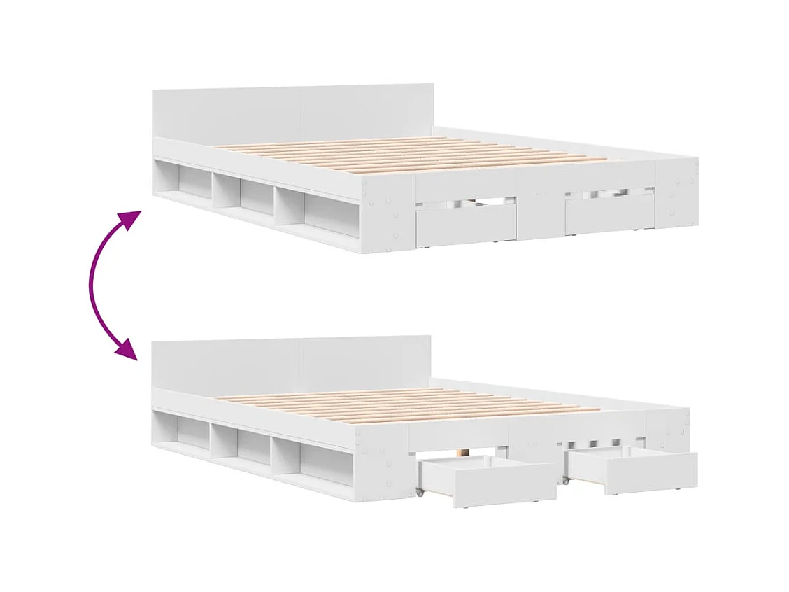 Bedframe met lades zonder matras wit 120x190 cm