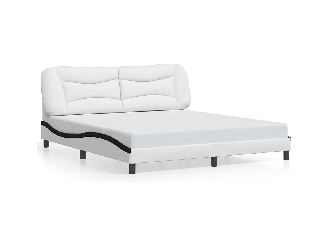 Bedframe met LED zonder matras wit en zwart 180x200 cm