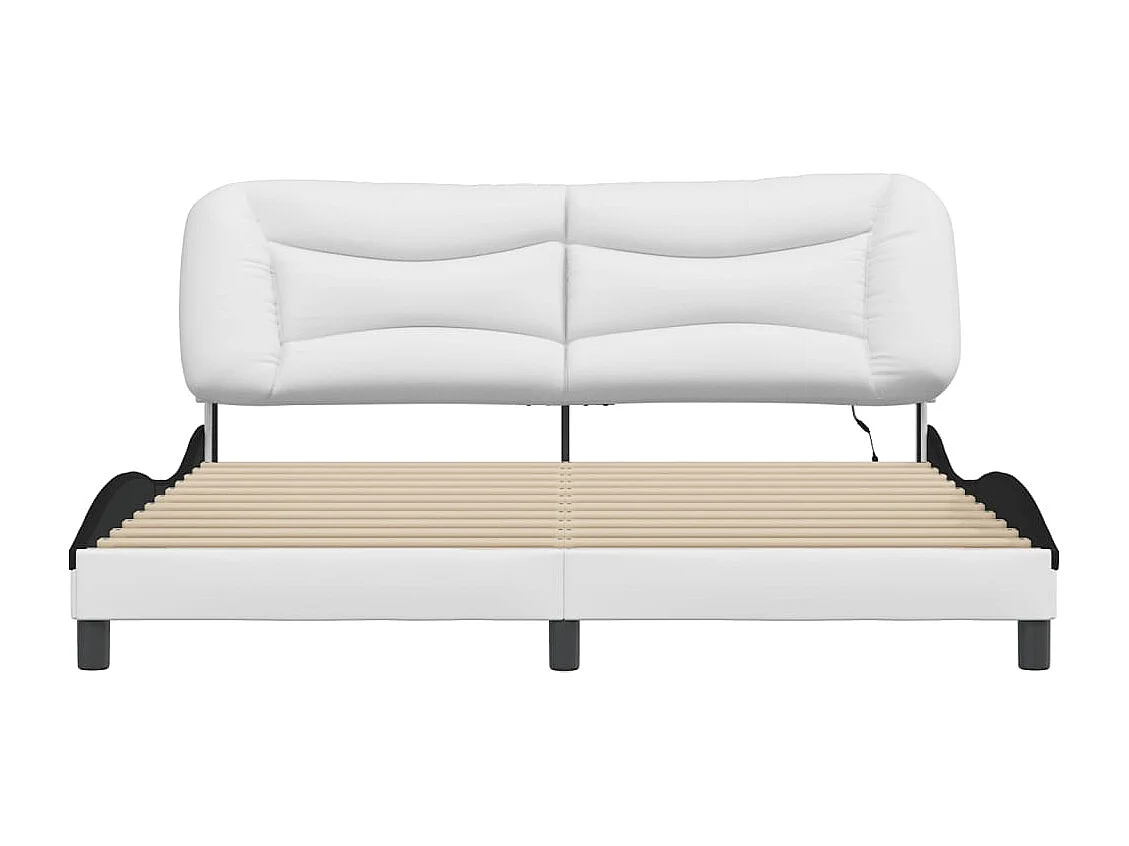 Bedframe met LED zonder matras wit en zwart 180x200 cm