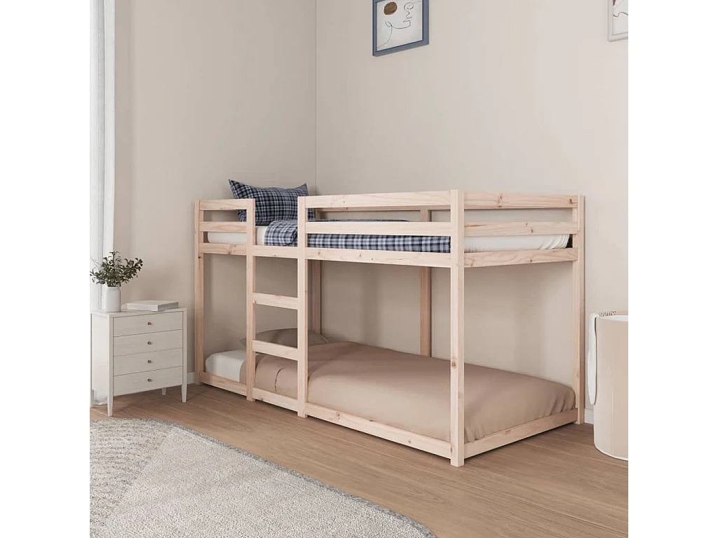 Litera sin colchón 90x200 cm madera maciza de pino