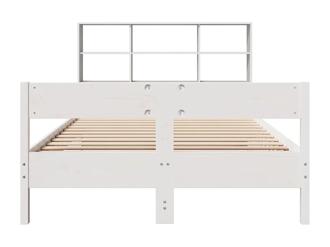 Cama librería blanca sin colchón 140x200 cm madera maciza de pino