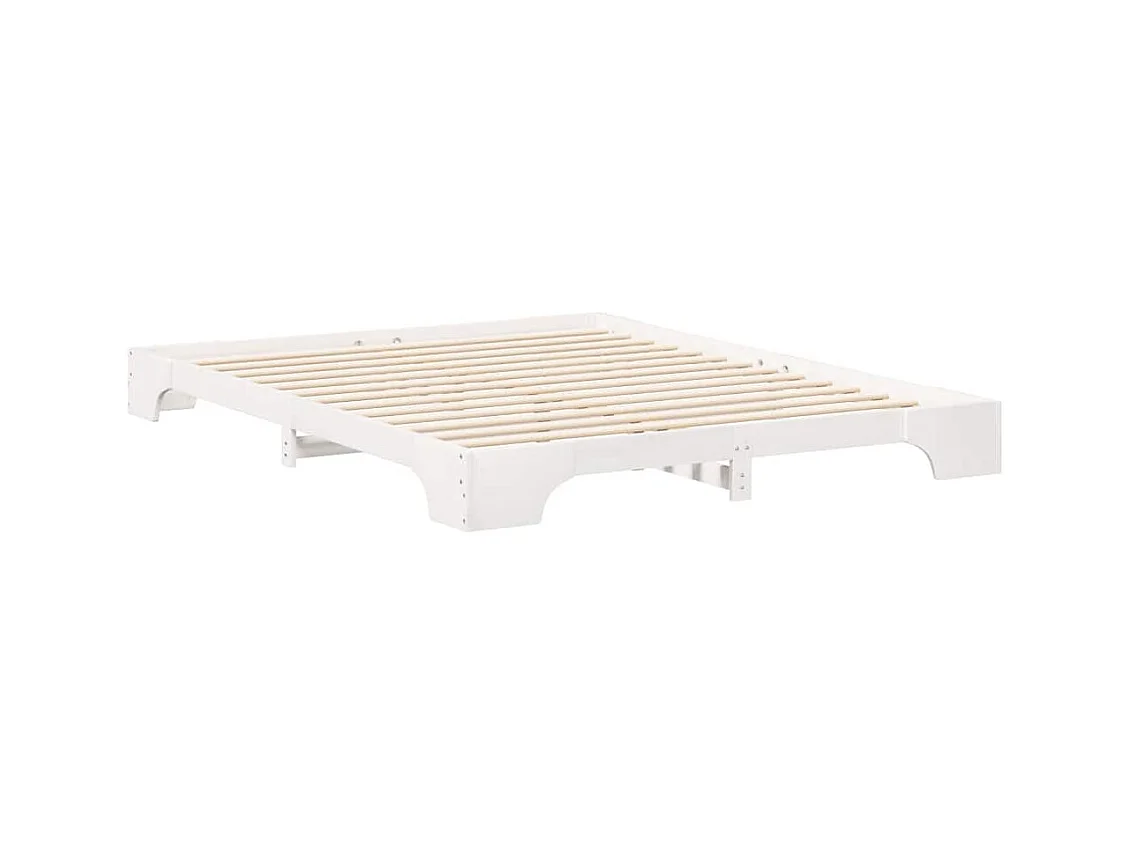 Verhoogd bedframe met opbergruimte Wit 160 x 210 cm hout