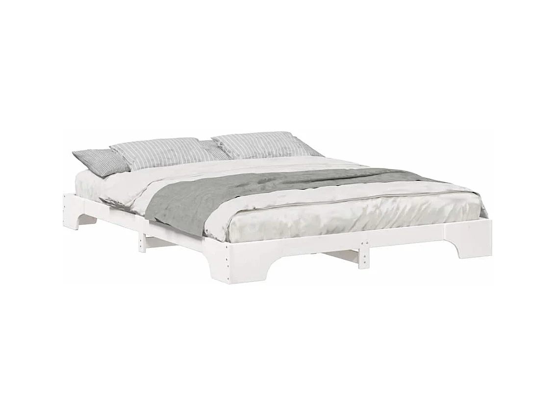 Verhoogd bedframe met opbergruimte Wit 160 x 210 cm hout