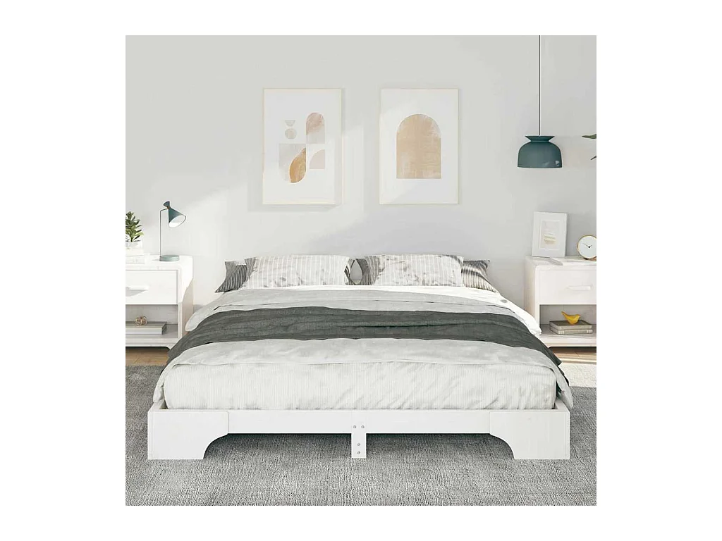 Verhoogd bedframe met opbergruimte Wit 160 x 210 cm hout