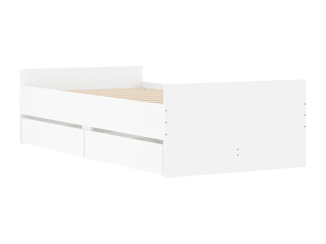 Estructura de cama con cajones sin colchón blanca 90x190 cm