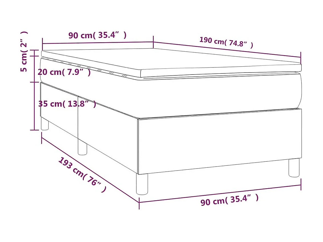 Lattenbodem en matras Crème 90x190 cm Stof