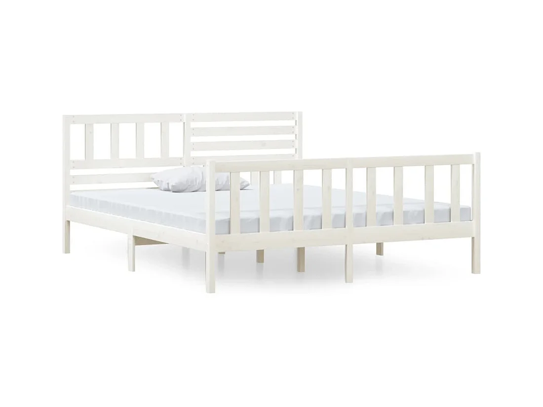 Struttura letto senza materasso in legno massello bianco 140x190 cm