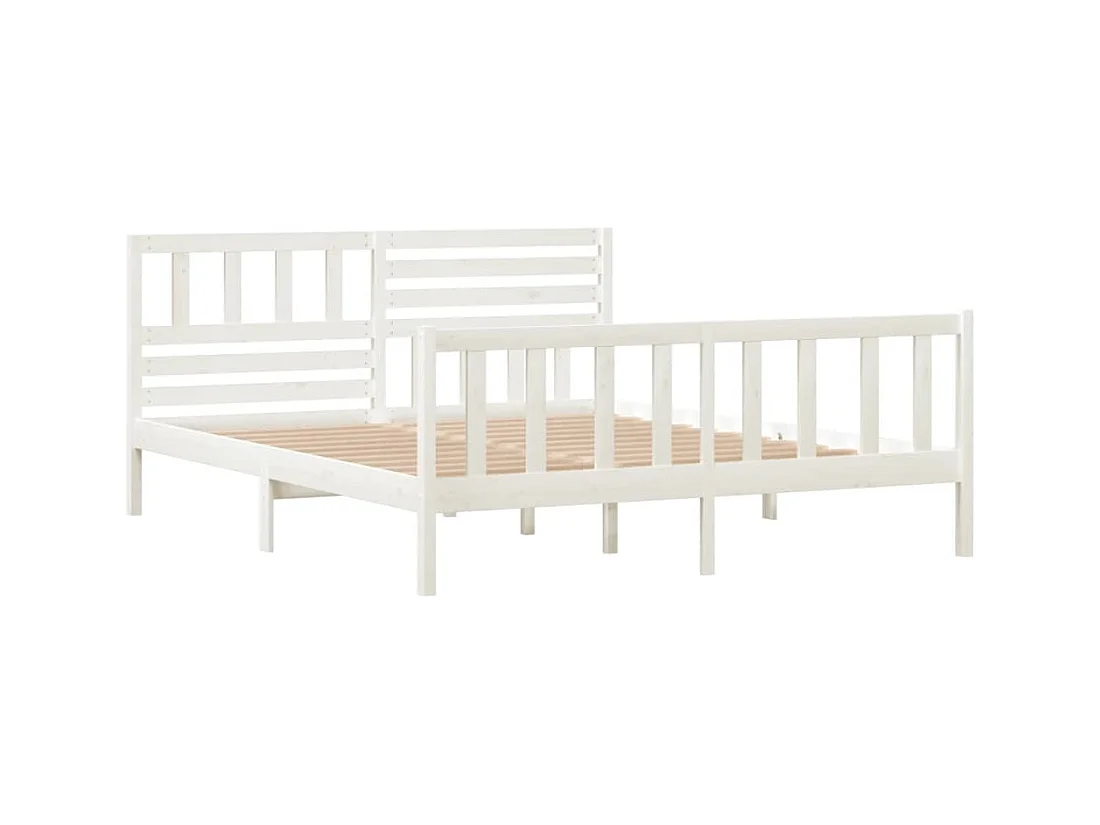Struttura letto senza materasso in legno massello bianco 140x190 cm