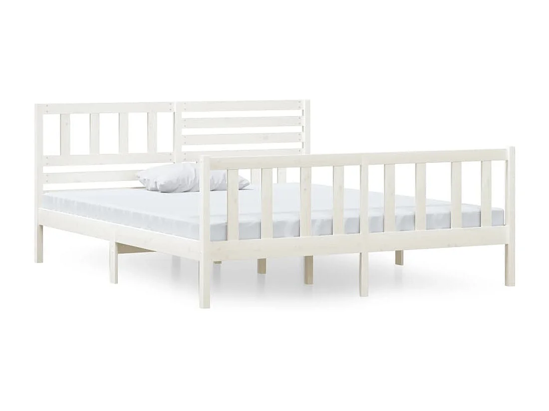 Bettgestell ohne Matratze weiß Massivholz 140x190 cm