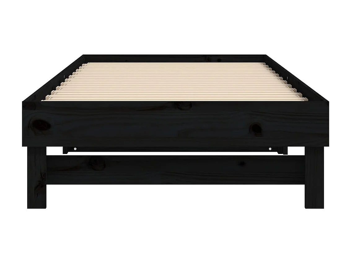 Lit coulissant sans matelas noir 2x(100x200) cm