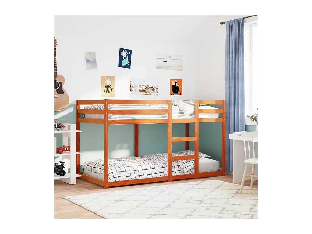 Stapelbed zonder matras bruin gewaxt 90x190 cm massief grenen