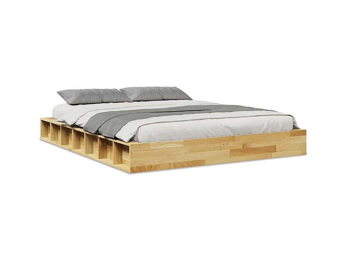 Bettgestell ohne Matratze 135x190 cm Massivholz Eiche