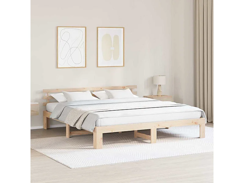 Estructura de cama marrón 180 x 200 cm madera maciza de pino
