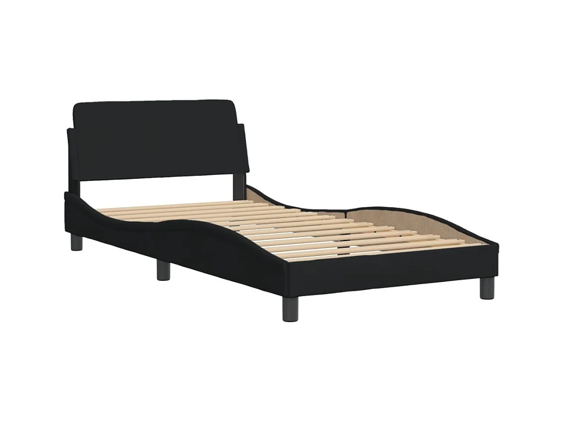Bed met zwarte matras 100x200 cm stof