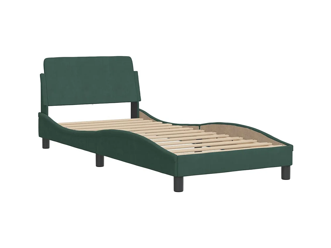 Dunkelgrünes Bettgestell ohne Matratze 90x200 cm Samt