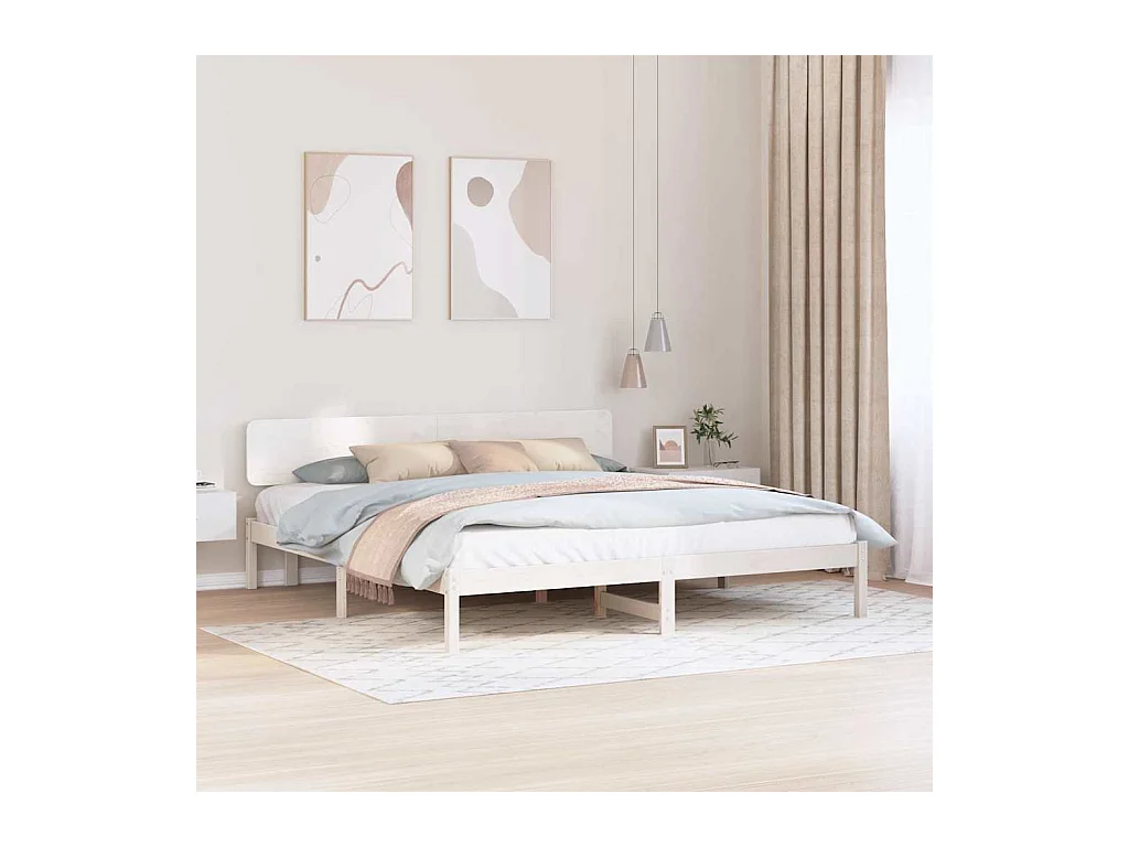 Bedframe met hoofdbord Wit 180 x 200 cm