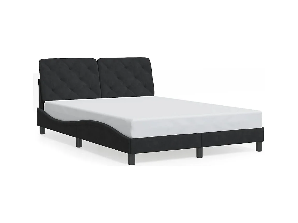 Struttura letto con LED senza materasso nero 140x190 cm velluto