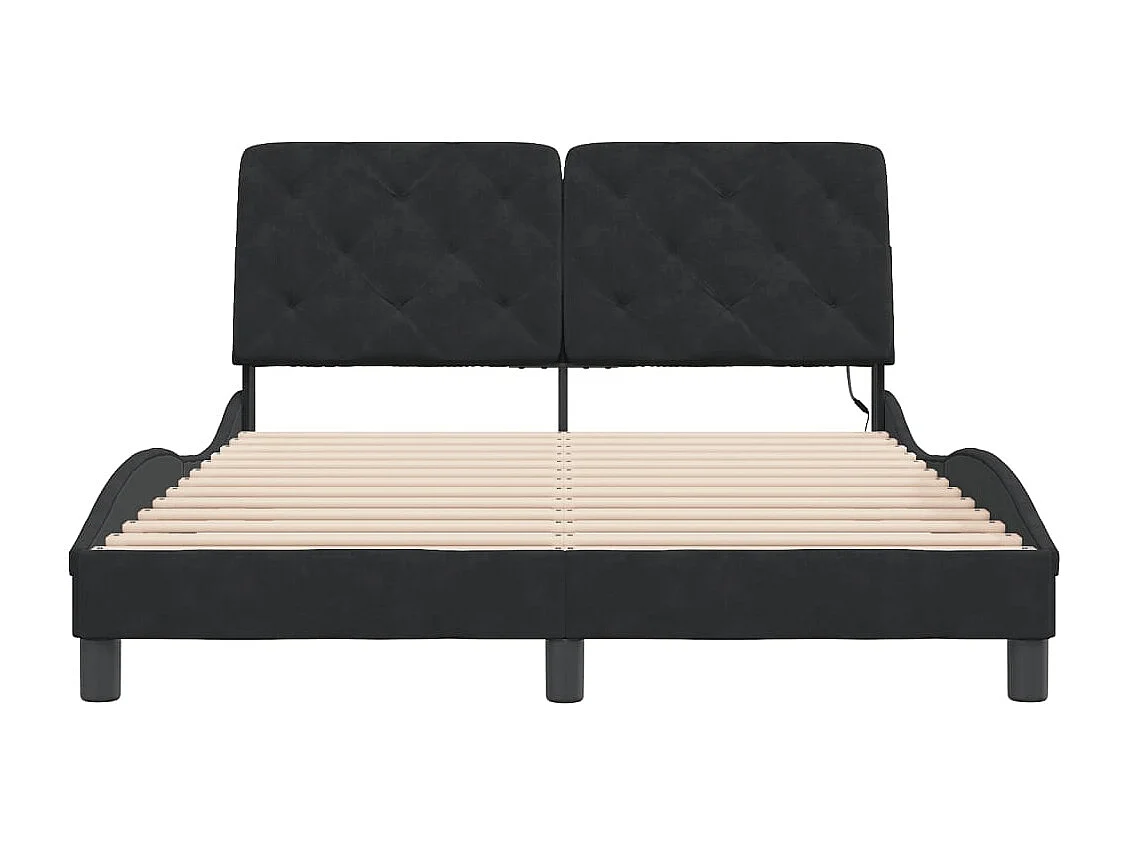 Struttura letto con LED senza materasso nero 140x190 cm velluto
