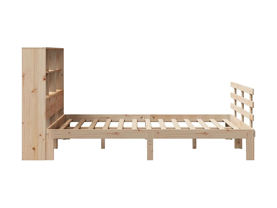 Lit bibliothèque sans matelas 140x200 cm bois massif de pin