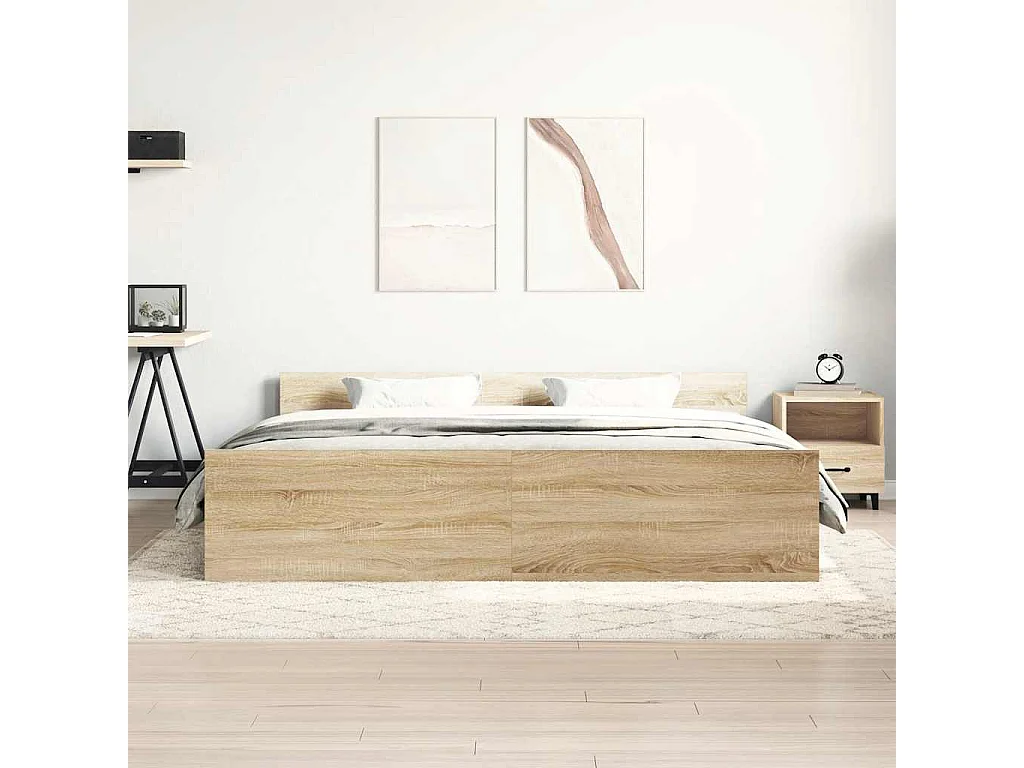 Cadre de lit sans matelas chêne sonoma 180x200 cm