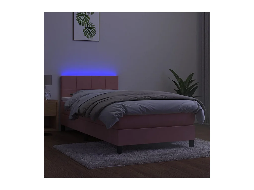 Lattenbodem met matras en LED Roze 80x200 cm