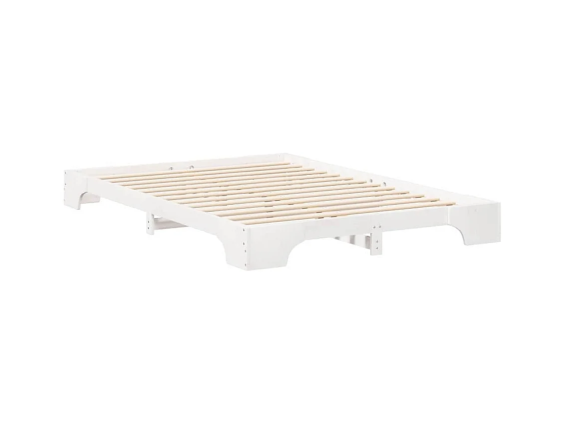 Verhoogd bedframe met opbergruimte Wit 140 x 210 cm hout